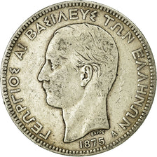 Coin, Greece, George I, 5 Drachmai, 1875, Paris, VF(20-25), Silver, KM:46