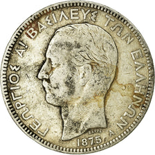 Coin, Greece, George I, 5 Drachmai, 1875, Paris, VF(20-25), Silver, KM:46