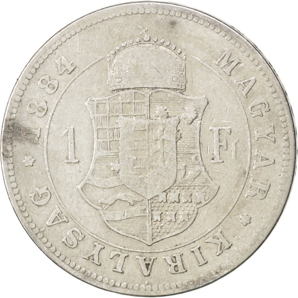 HUNGARY, Forint, 1884, Kremnitz, KM #469, EF(40-45), Silver, 12.14