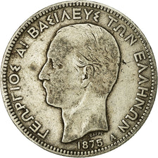 Coin, Greece, George I, 5 Drachmai, 1875, Paris, VF(20-25), Silver, KM:46