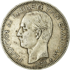 Coin, Greece, George I, 5 Drachmai, 1876, Paris, VF(30-35), Silver, KM:46
