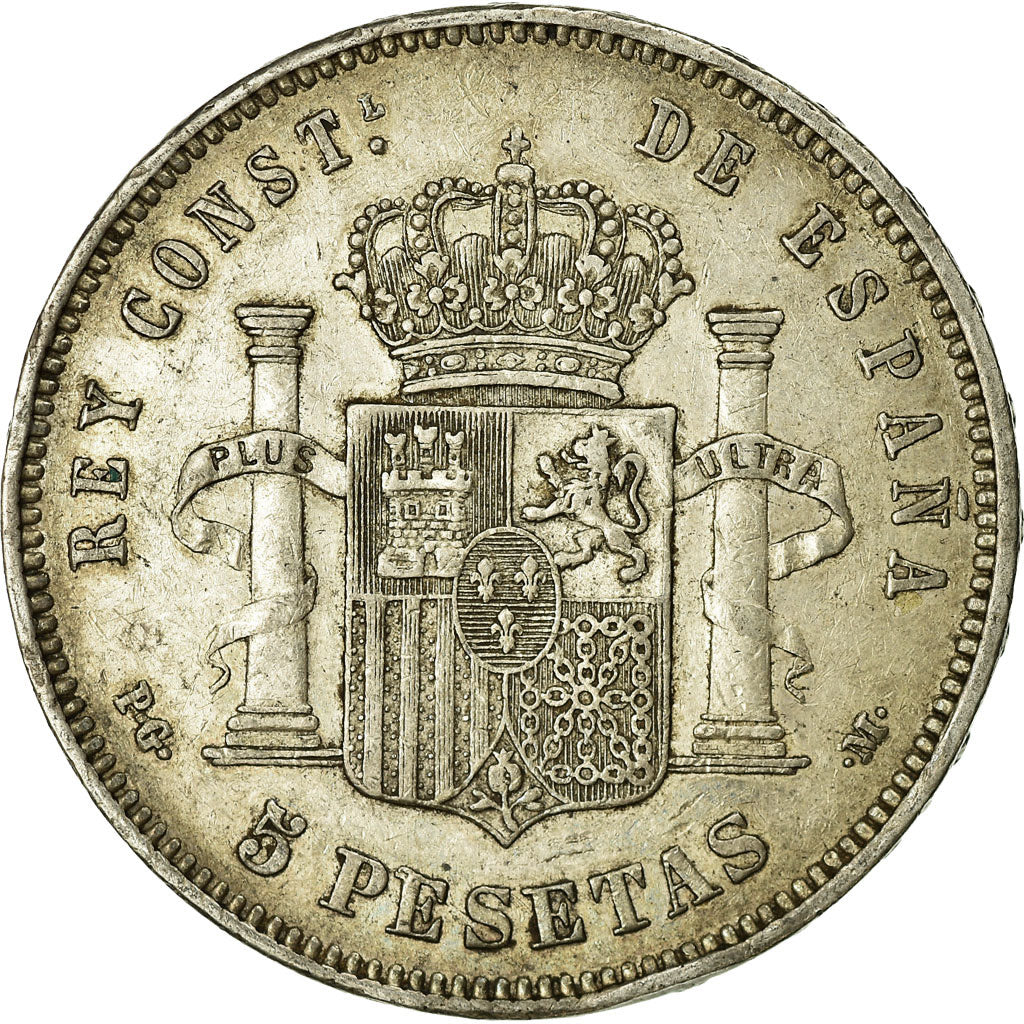 Coin, Spain, Alfonso XIII, 5 Pesetas, 1891, Madrid, VF(20-25), Silver, KM:689