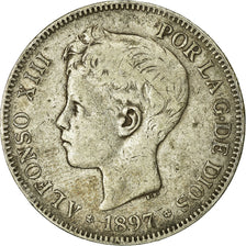 Coin, Spain, Alfonso XIII, 5 Pesetas, 1897, Madrid, VF(30-35), Silver, KM:707