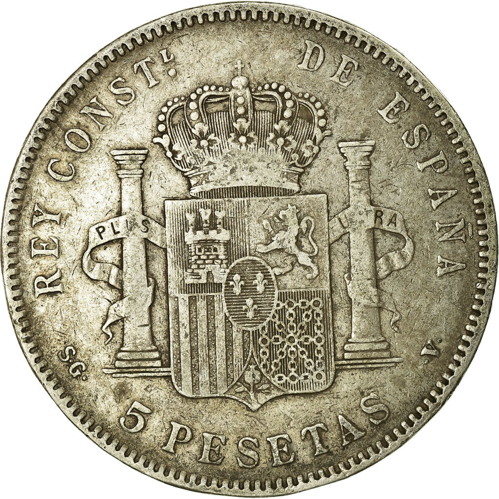Coin, Spain, Alfonso XIII, 5 Pesetas, 1897, Madrid, VF(30-35), Silver, KM:707