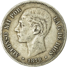 Münze, Spanien, Alfonso XII, 5 Pesetas, 1878, Madrid, S+, Silber, KM:676