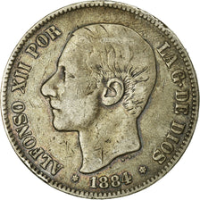 Coin, Spain, Alfonso XII, 5 Pesetas, 1884, Madrid, VF(30-35), Silver, KM:688