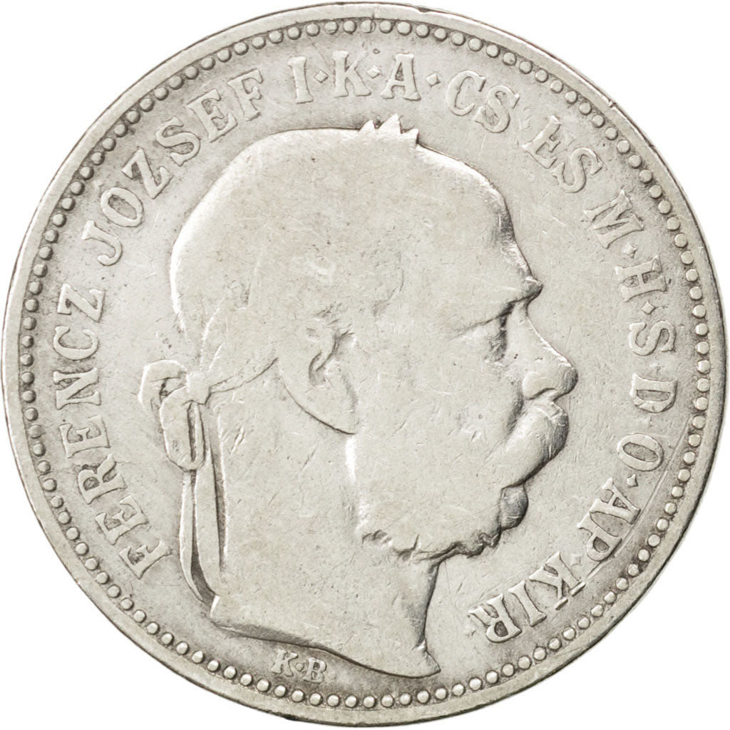 HUNGARY, Korona, 1892, Kormoczbanya, KM #484, VF(20-25), Silver, 4.74