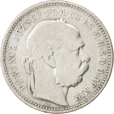 HUNGARY, Korona, 1892, Kormoczbanya, KM #484, VF(20-25), Silver, 4.74