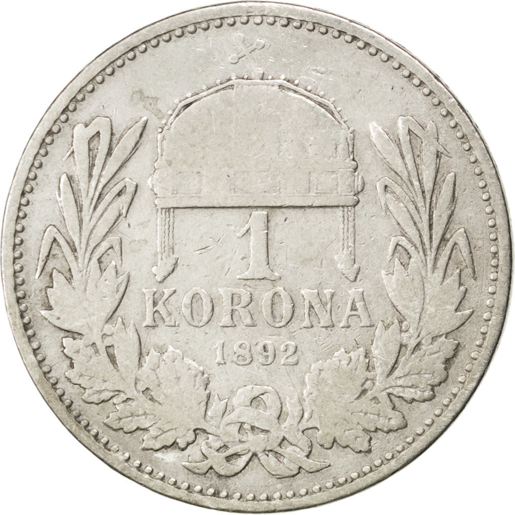HUNGARY, Korona, 1892, Kormoczbanya, KM #484, VF(20-25), Silver, 4.74