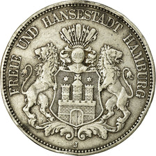 Coin, German States, HAMBURG, 5 Mark, 1876, Hamburg, VF(30-35), Silver, KM:598