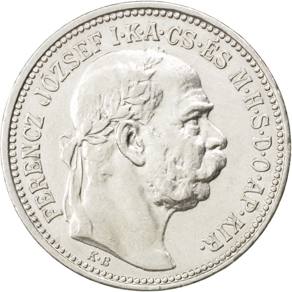 HUNGARY, Korona, 1914, Kremnitz, KM #492, AU(55-58), Silver, 4.92