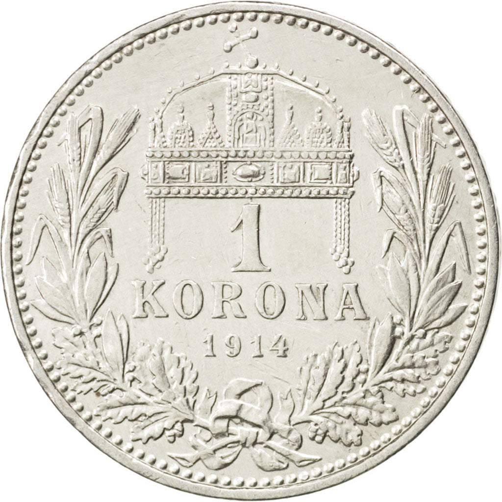 HUNGARY, Korona, 1914, Kremnitz, KM #492, AU(55-58), Silver, 4.92