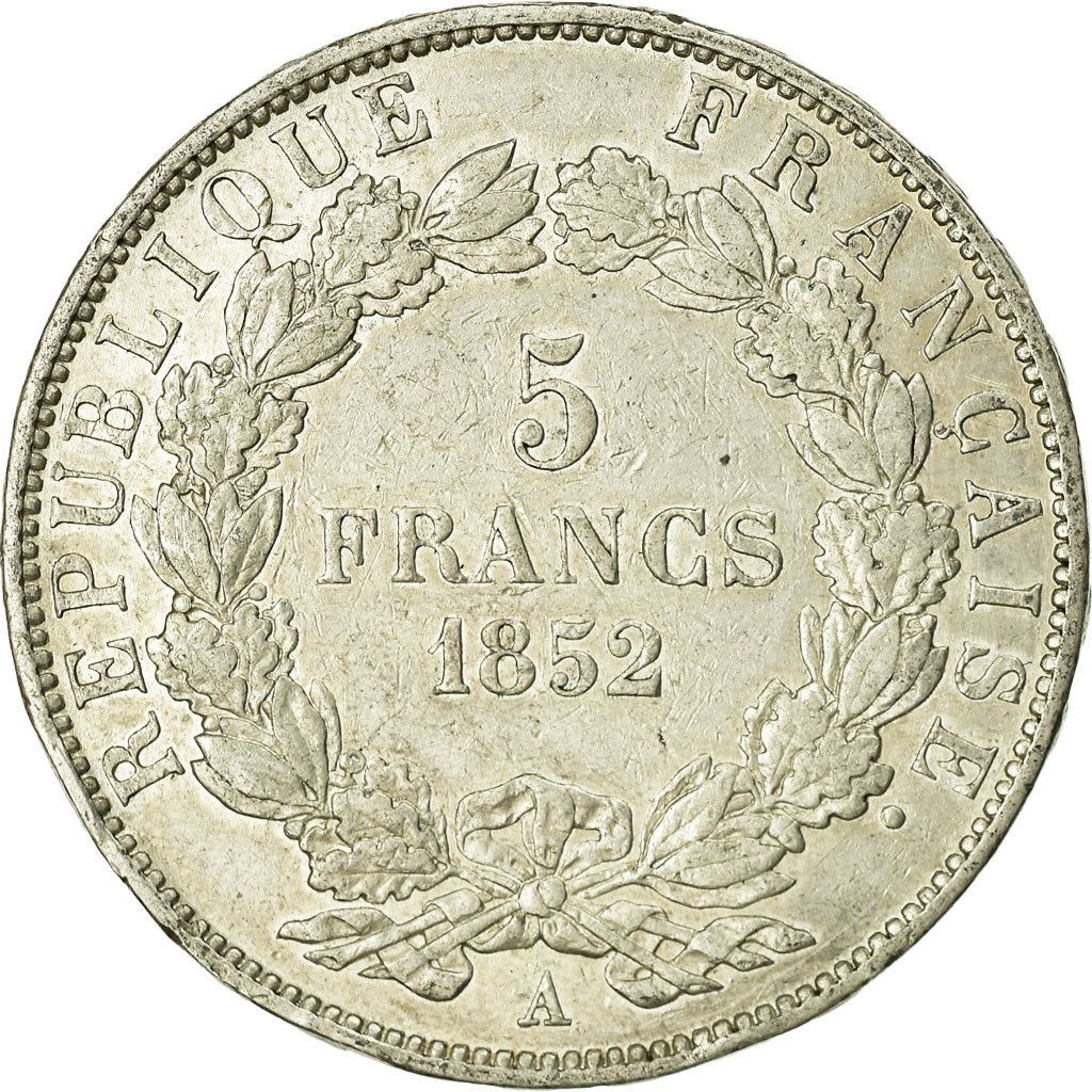 Coin, France, Napoléon III, 5 Francs, 1852, Paris, VF(30-35), Silver, KM:773.1