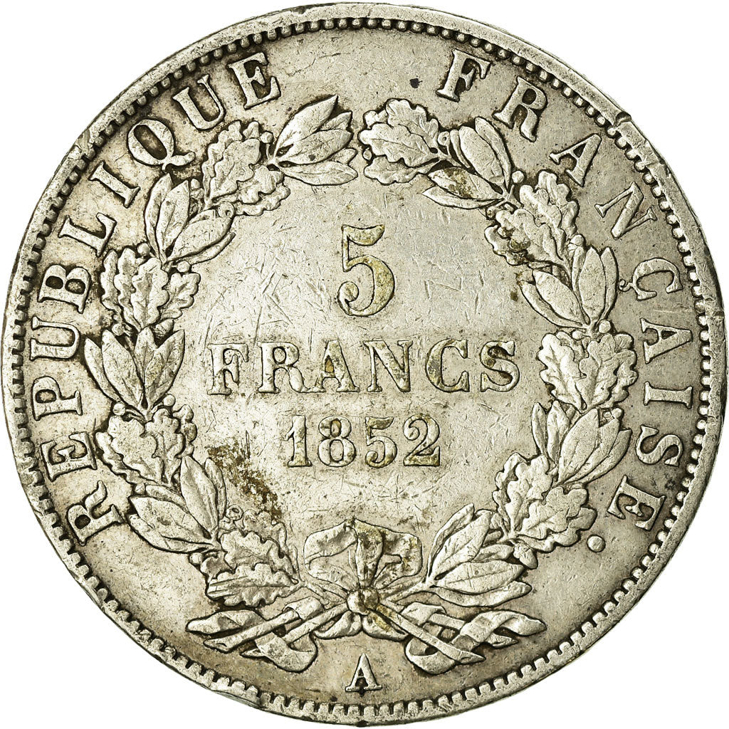 Coin, France, Napoléon III, 5 Francs, 1852, Paris, VF(30-35), Silver, KM:773.1