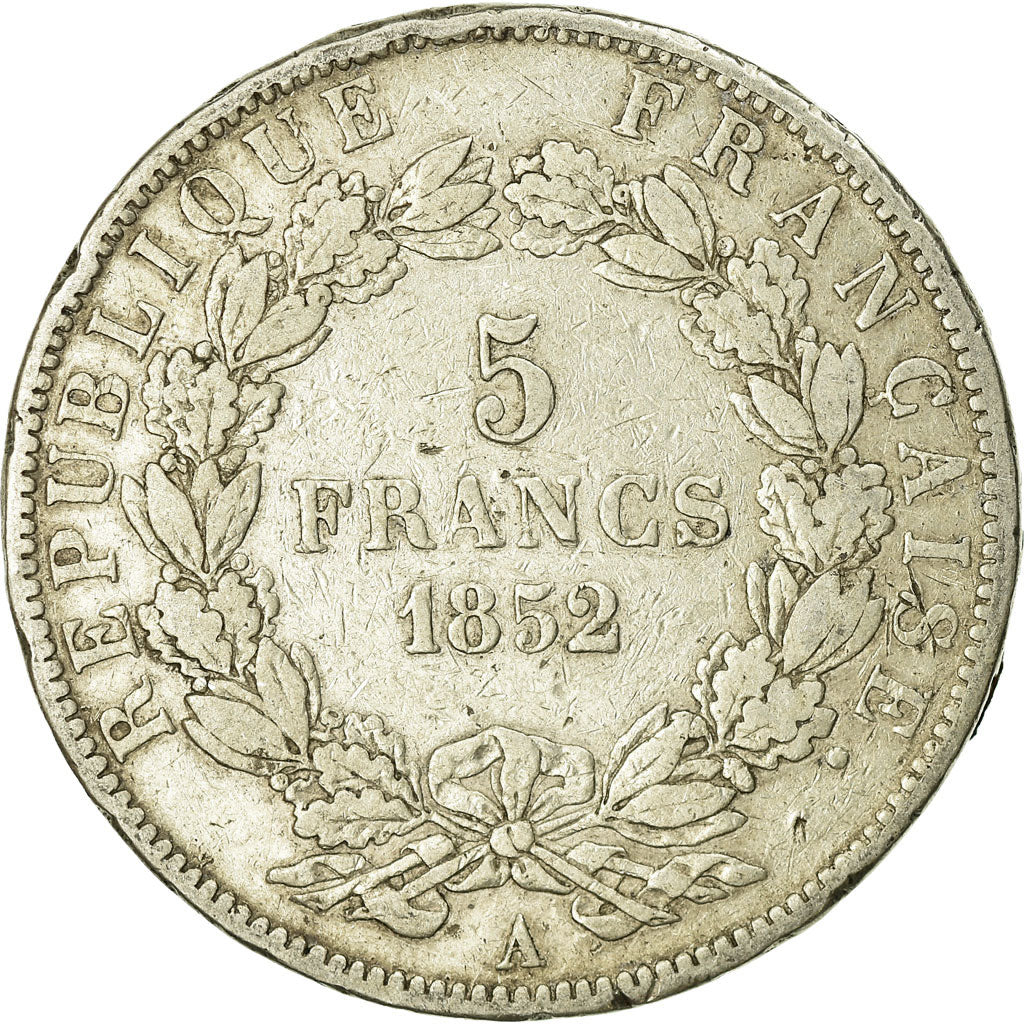 Coin, France, Napoléon III, 5 Francs, 1852, Paris, VF(30-35), Silver, KM:773.1