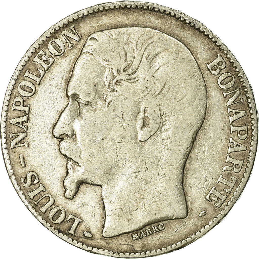 Moneta, Francia, Napoléon III, 5 Francs, 1852, Paris, MB+, Argento, KM:773.1