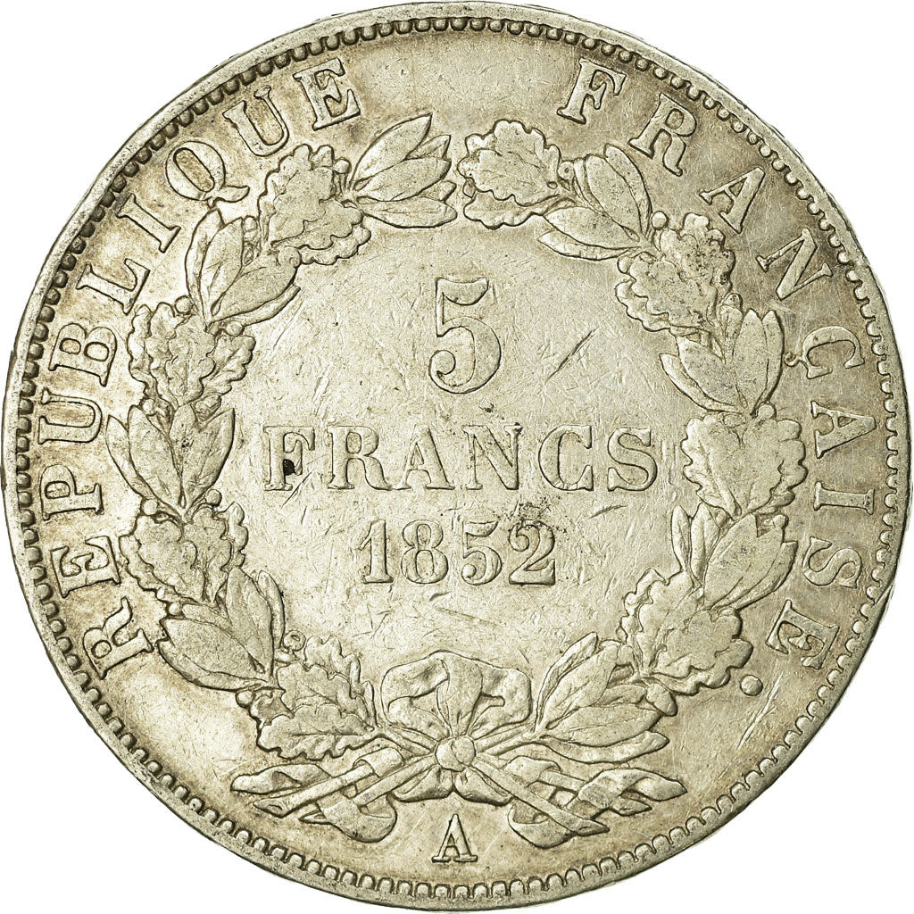 Coin, France, Napoléon III, 5 Francs, 1852, Paris, VF(20-25), Silver, KM:773.1