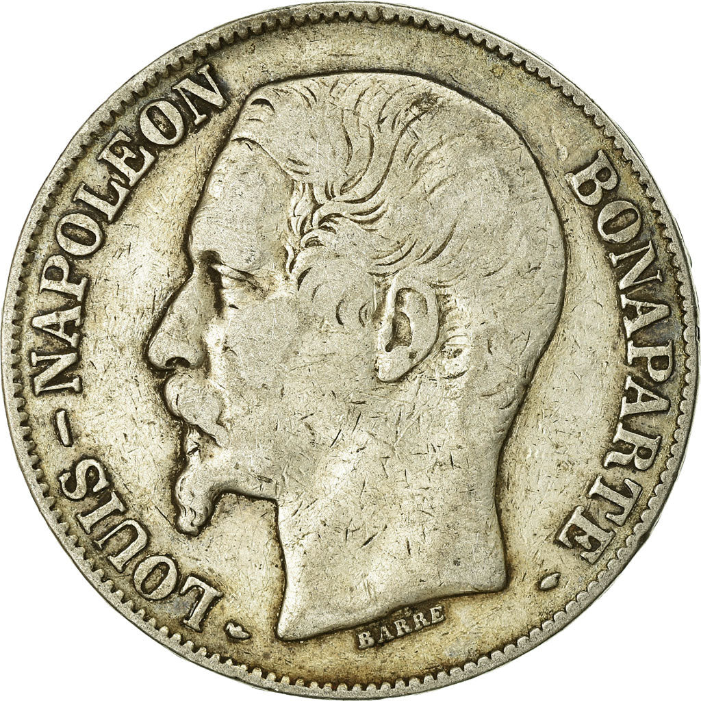 Moneda, Francia, Napoléon III, 5 Francs, 1852, Paris, BC+, Plata, KM:773.1