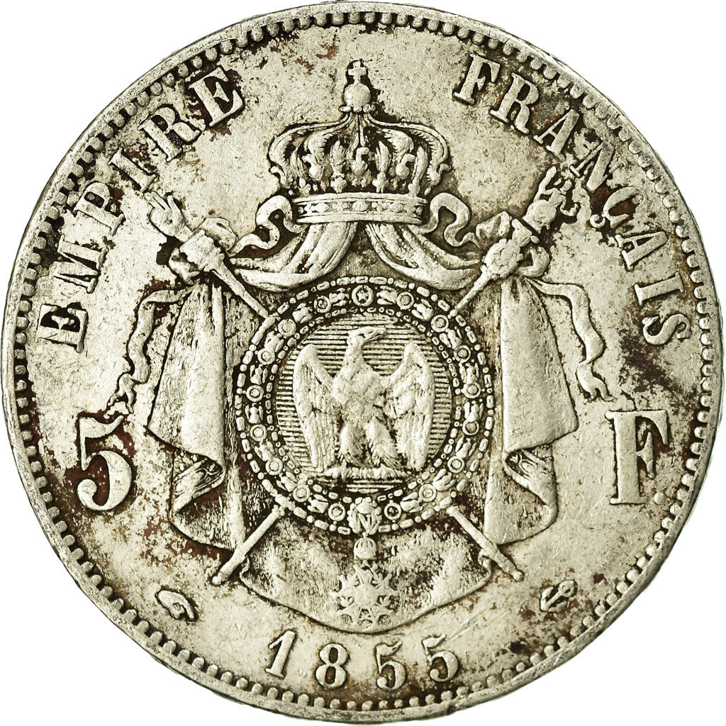 Moeda, França, Napoleon III, Napoléon III, 5 Francs, 1855, Paris, VF(20-25)