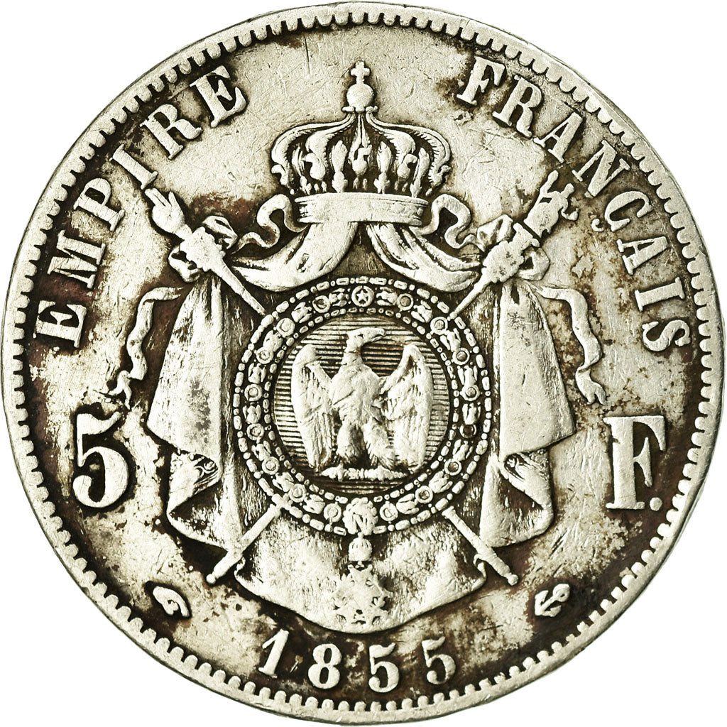 Moeda, França, Napoleon III, Napoléon III, 5 Francs, 1855, Paris, VF(20-25)