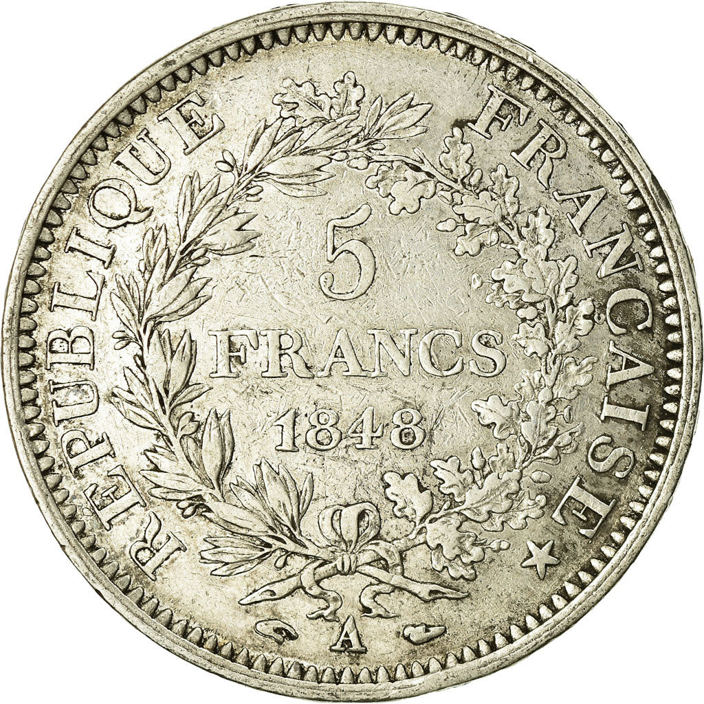 Münze, Frankreich, Hercule, 5 Francs, 1848, Paris, S, Silber, KM:756.1