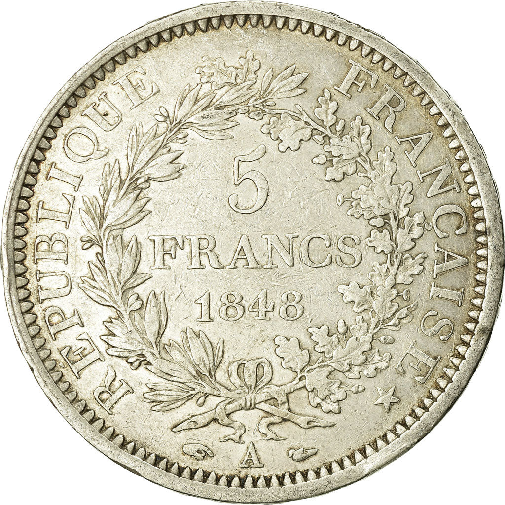 Moeda, França, Hercule, 5 Francs, 1848, Paris, VF(20-25), Prata, KM:756.1