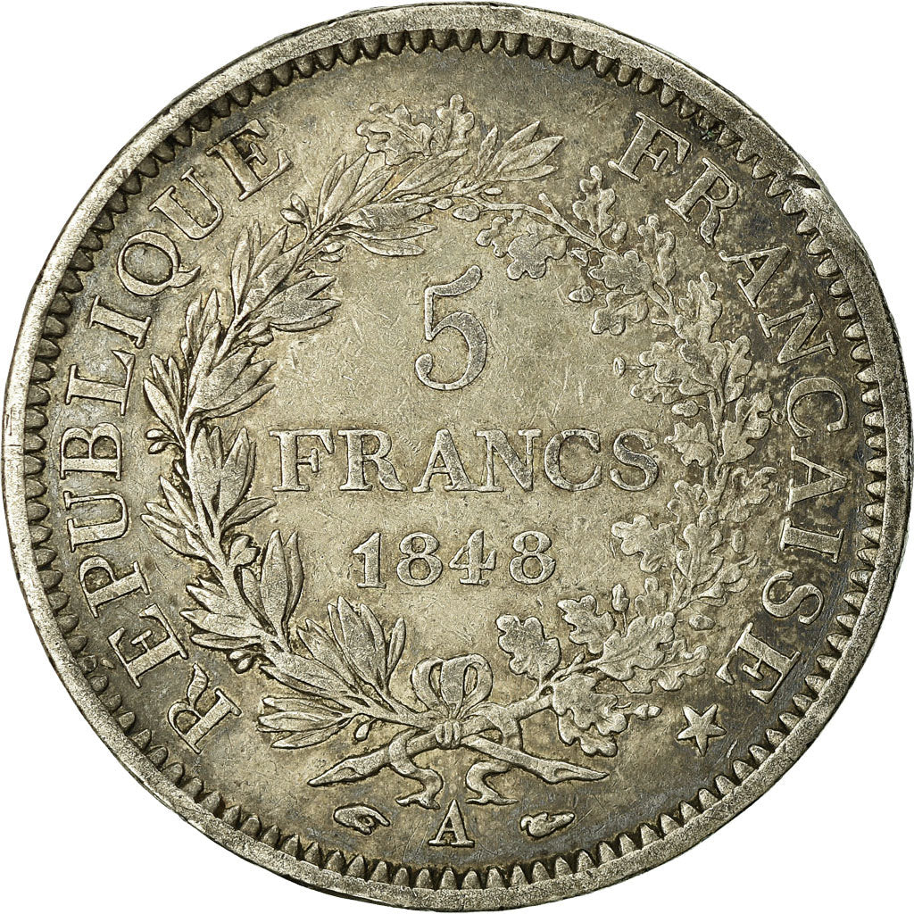 Munten, Frankrijk, Hercule, 5 Francs, 1848, Paris, FR+, Zilver, KM:756.1
