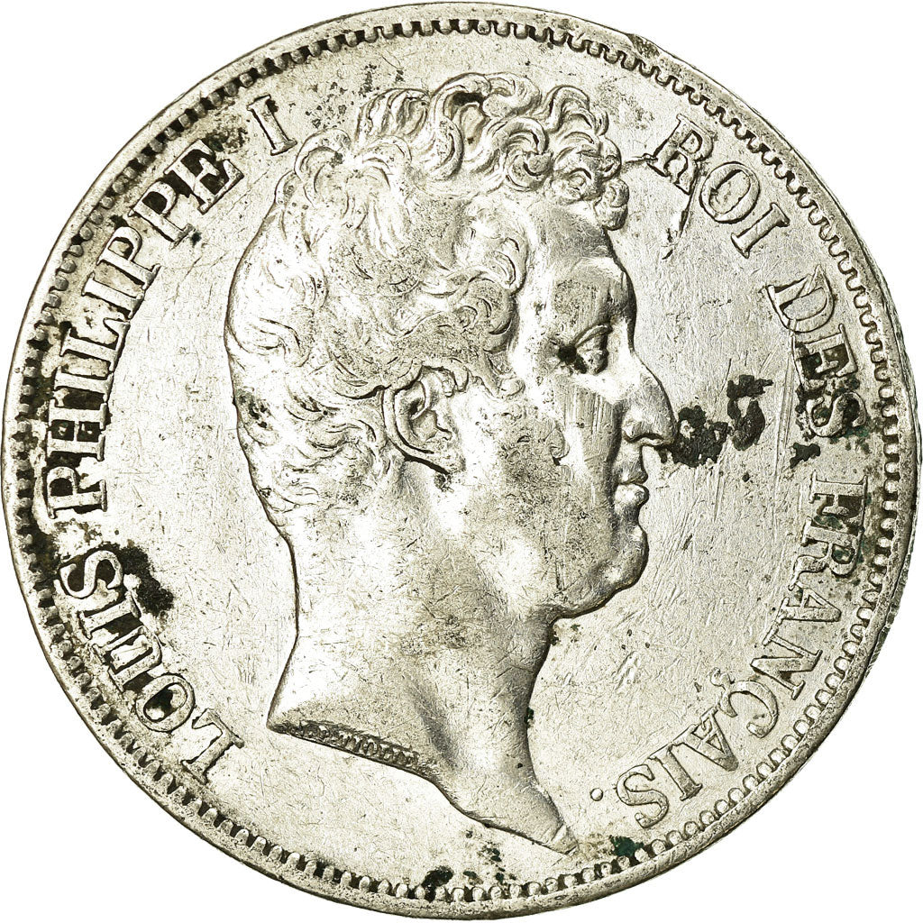 Moneta, Francia, Louis-Philippe, 5 Francs, 1830, Paris, MB, Argento, KM:735.1
