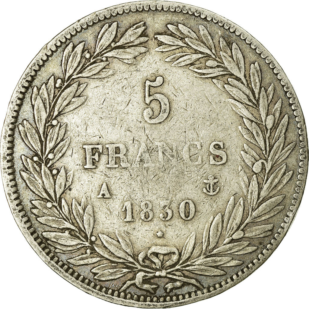 Munten, Frankrijk, Louis-Philippe, 5 Francs, 1830, Paris, Tranche en creux, FR
