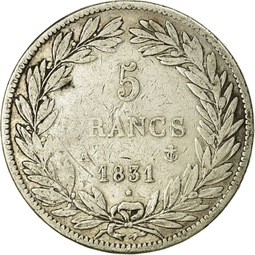 Coin, France, Louis-Philippe, 5 Francs, 1831, Paris, VF(20-25), Silver