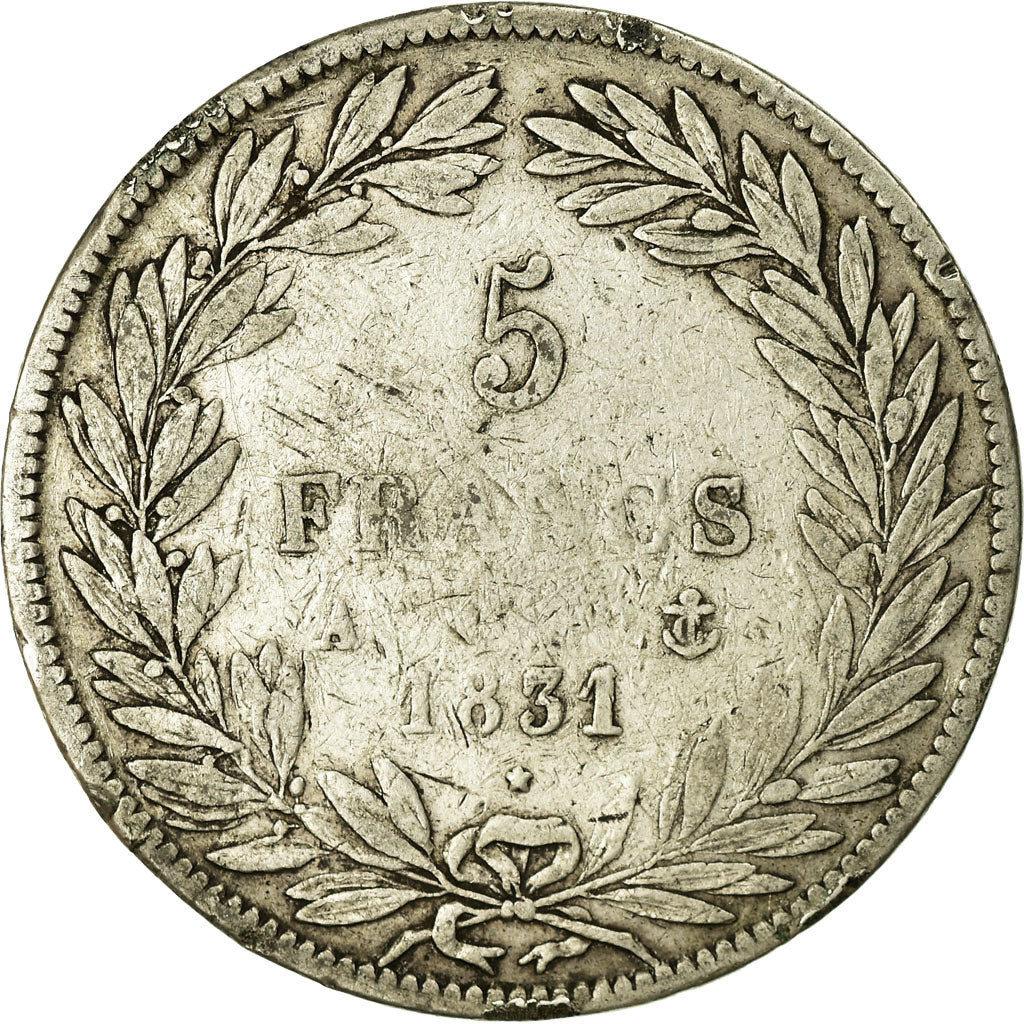 Coin, France, Louis-Philippe, 5 Francs, 1831, Paris, VF(20-25), Silver