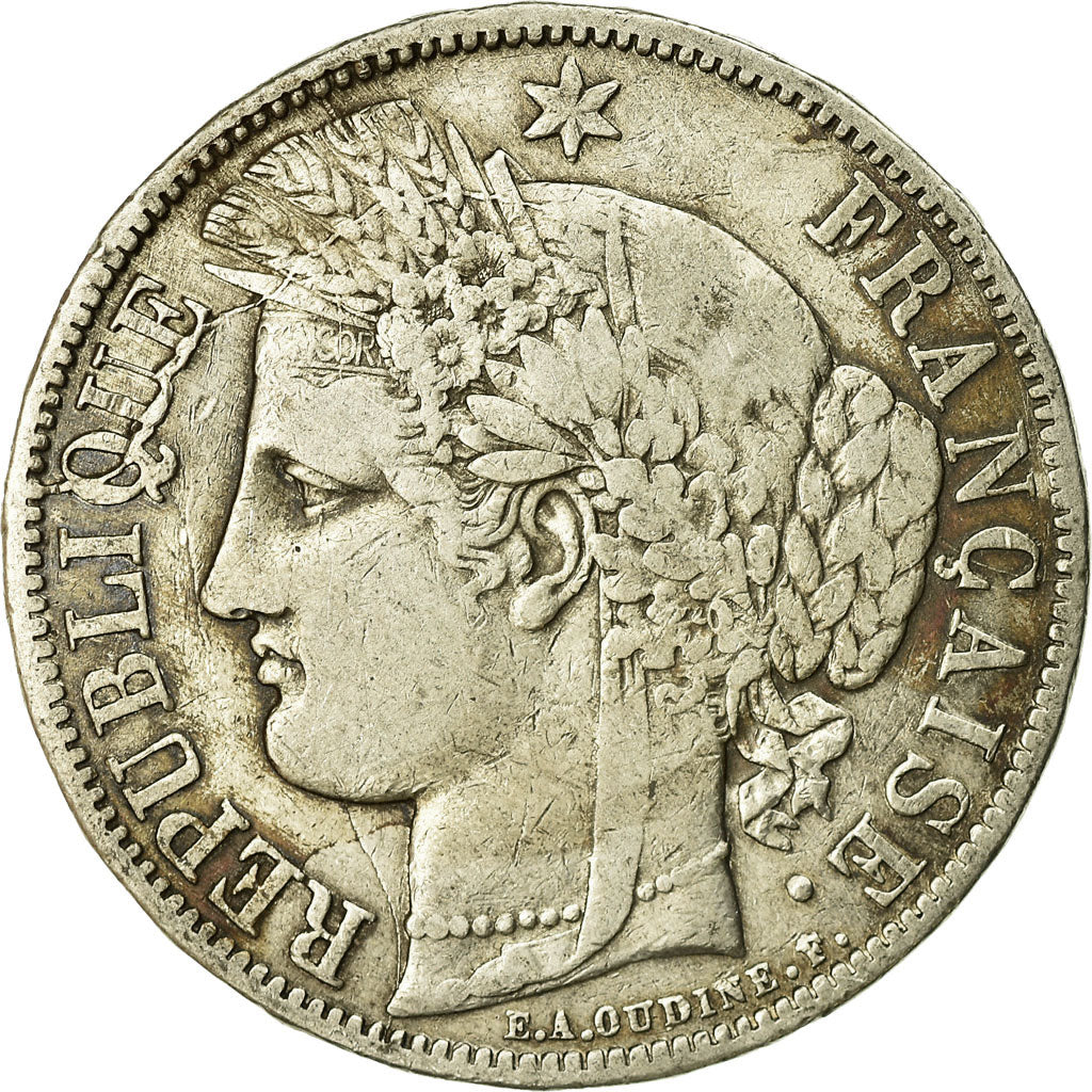 Coin, France, Cérès, 5 Francs, 1870, Bordeaux, VF(20-25), Silver, KM:818.2