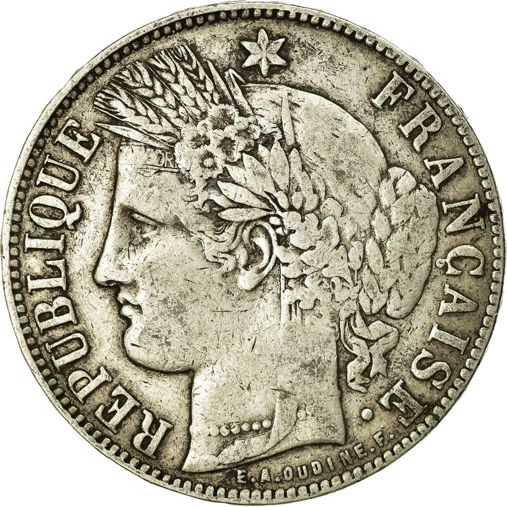 Coin, France, Cérès, 5 Francs, 1870, Bordeaux, VF(20-25), Silver, KM:818.4