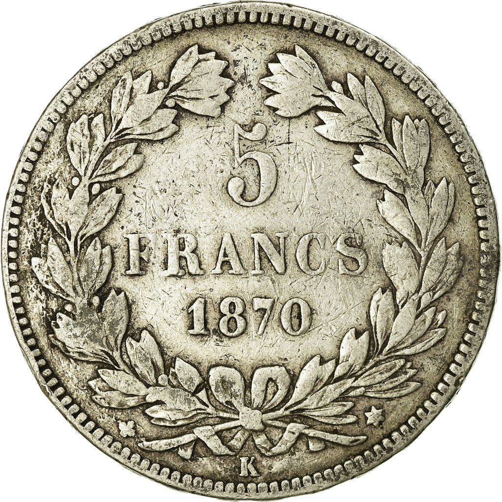 Coin, France, Cérès, 5 Francs, 1870, Bordeaux, VF(20-25), Silver, KM:818.4