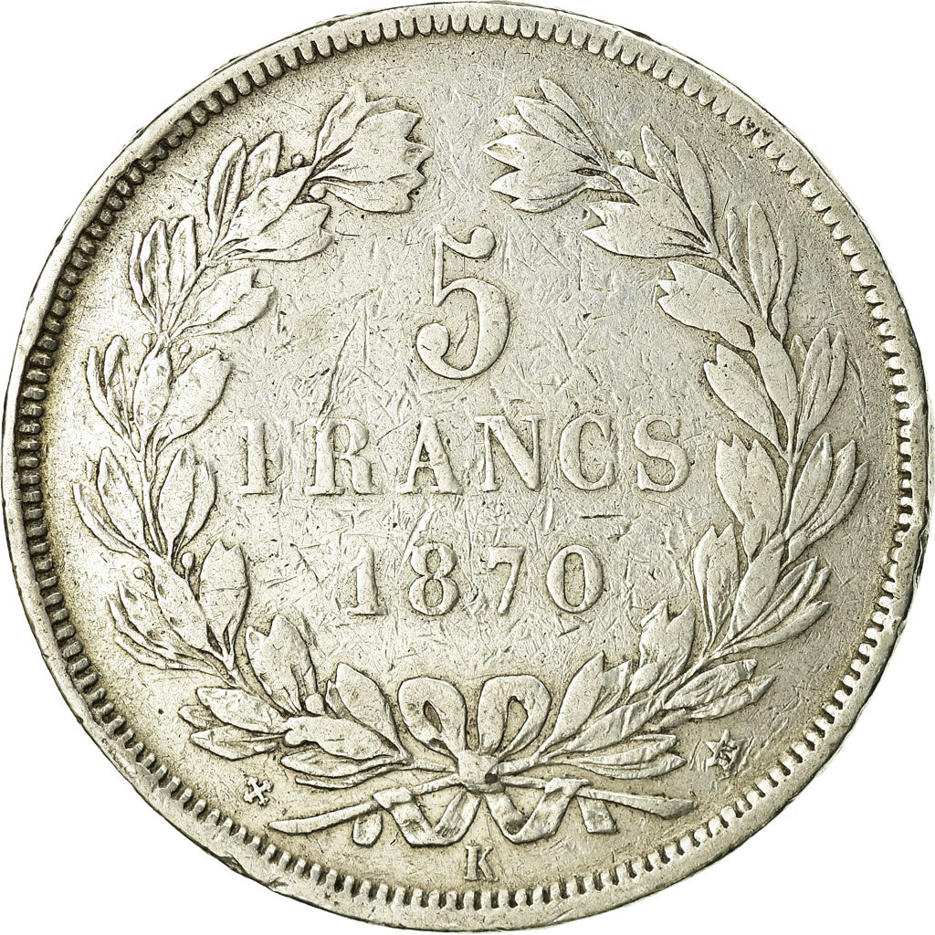 Coin, France, Cérès, 5 Francs, 1870, Bordeaux, VF(20-25), Silver, KM:818.4