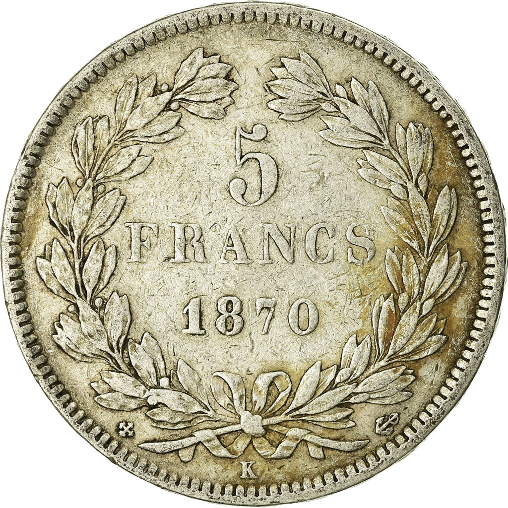 Coin, France, Cérès, 5 Francs, 1870, Bordeaux, VF(20-25), Silver, KM:818.2