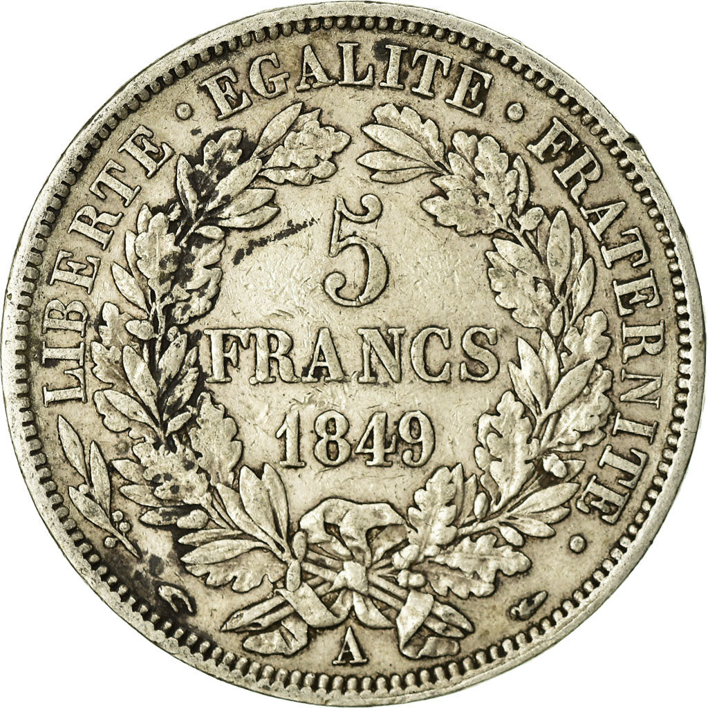 Münze, Frankreich, Cérès, 5 Francs, 1849, Paris, S, Silber, KM:761.1
