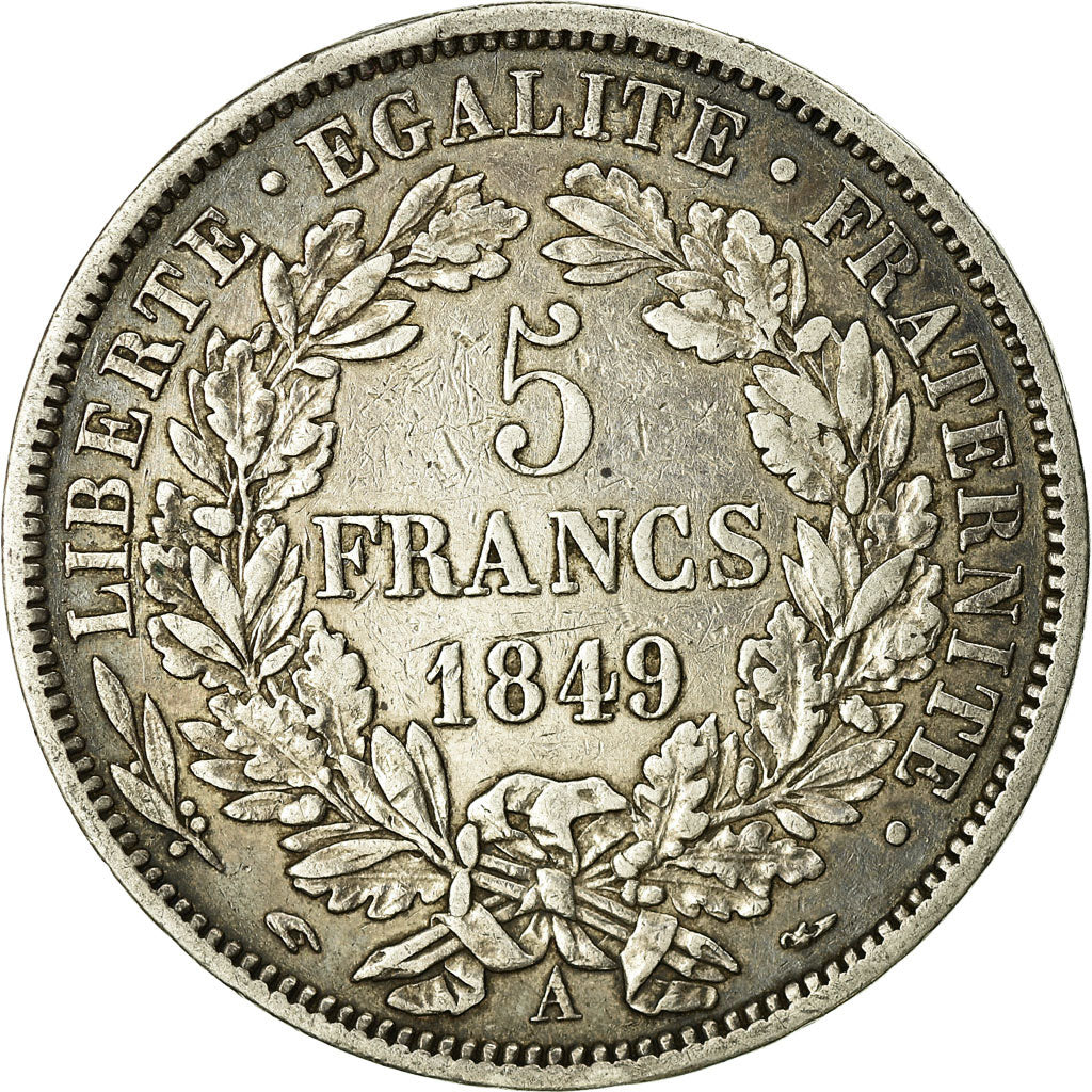 Coin, France, Cérès, 5 Francs, 1849, Paris, VF(30-35), Silver, KM:761.1