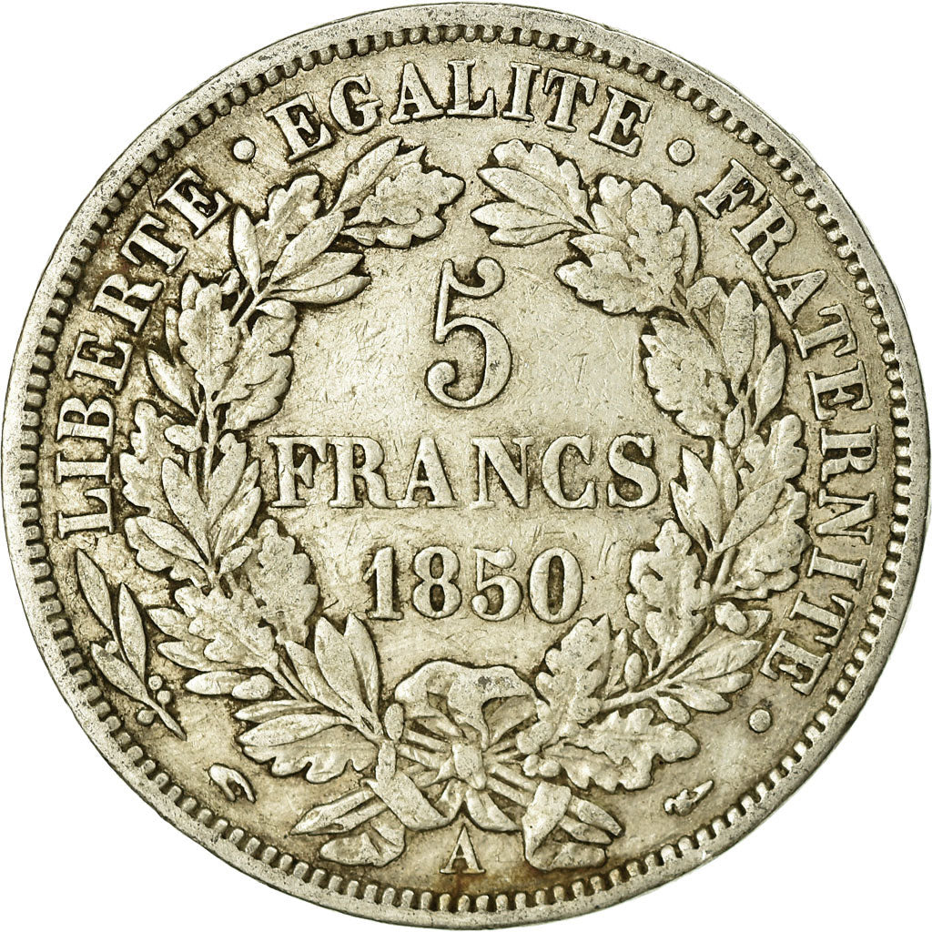 Münze, Frankreich, Cérès, 5 Francs, 1850, Paris, S, Silber, KM:761.1