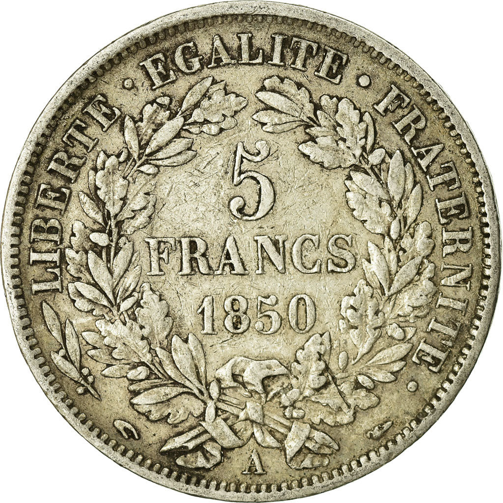Coin, France, Cérès, 5 Francs, 1850, Paris, VF(20-25), Silver, KM:761.1