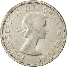CANADA, Dollar, 1958, Royal Canadian Mint, KM #55, AU(50-53), Silver, 36, 23.48