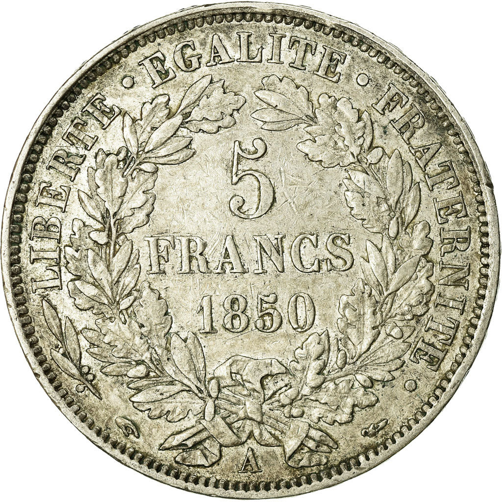 Münze, Frankreich, Cérès, 5 Francs, 1850, Paris, S, Silber, KM:761.1