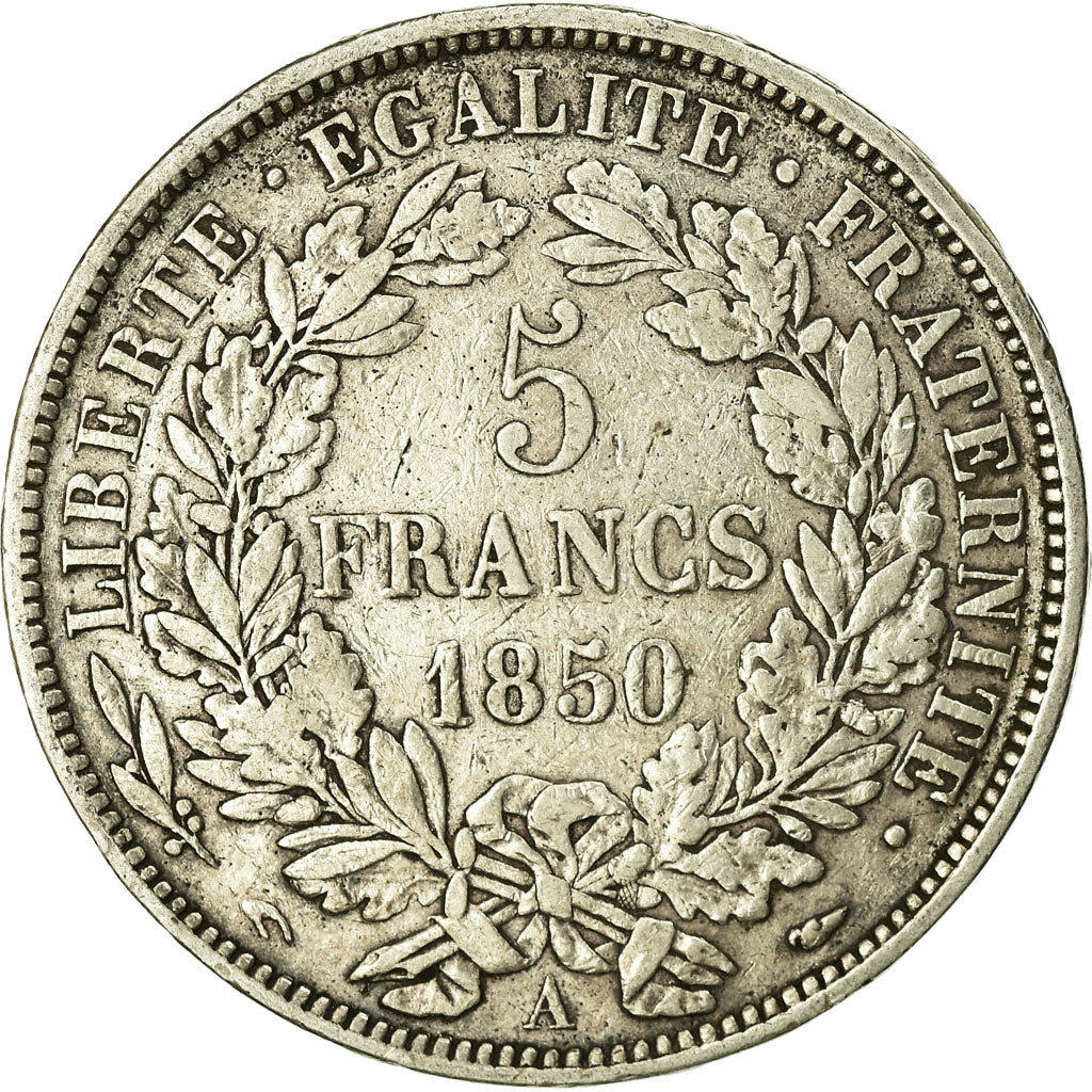 Coin, France, Cérès, 5 Francs, 1850, Paris, VF(20-25), Silver, KM:761.1