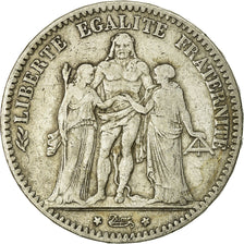 Moeda, França, Hercule, 5 Francs, 1875, Bordeaux, VF(20-25), Prata, KM:820.2