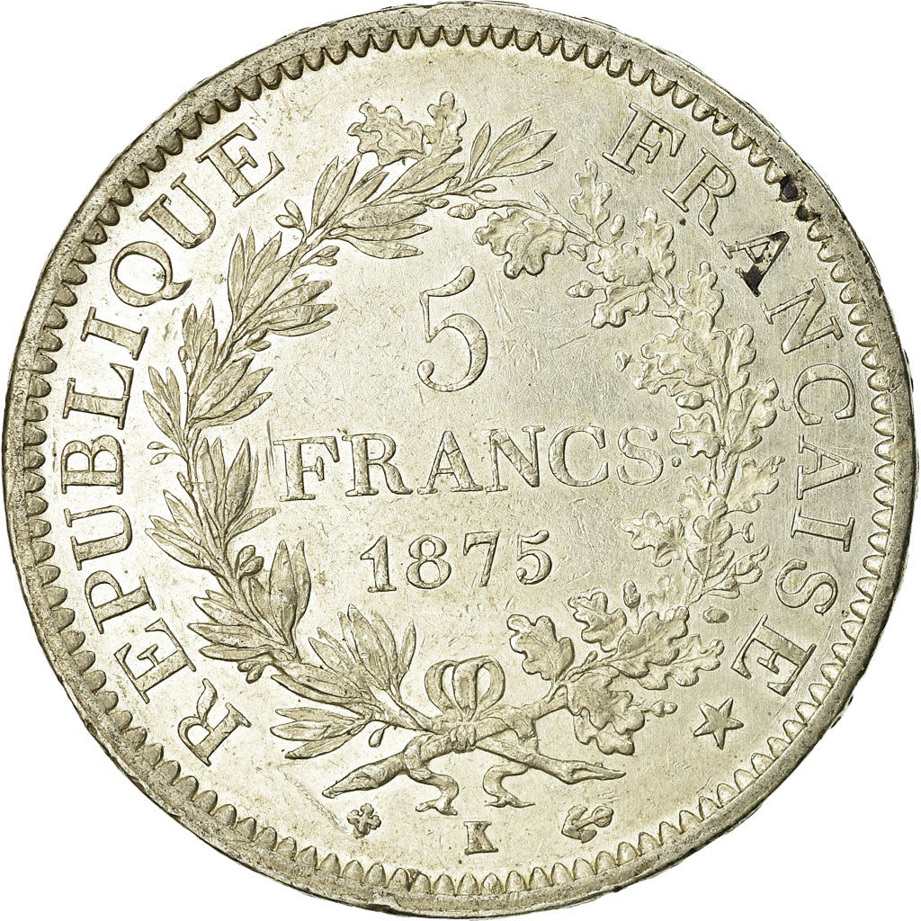 Monnaie, France, Hercule, 5 Francs, 1875, Bordeaux, TB+, Argent, KM:820.2