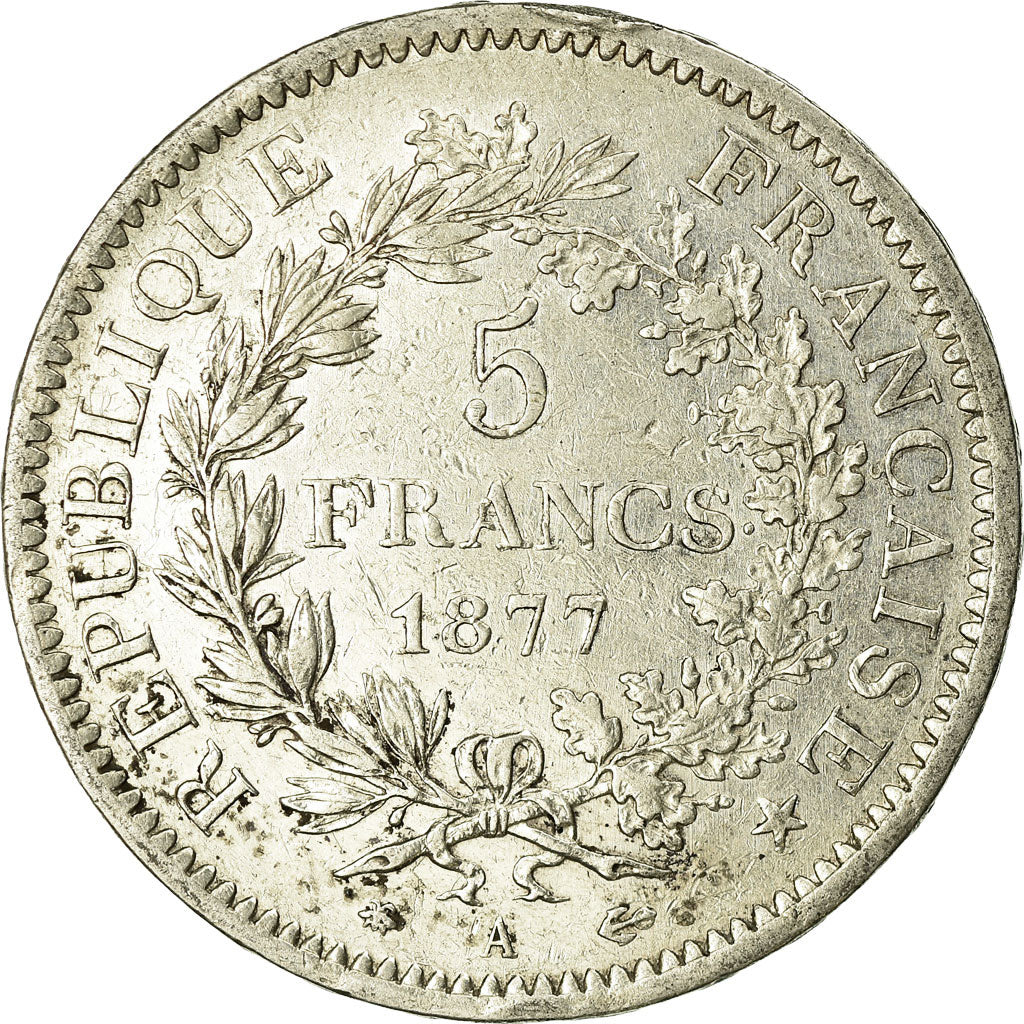 Coin, France, Hercule, 5 Francs, 1877, Paris, VF(30-35), Silver, KM:820.1