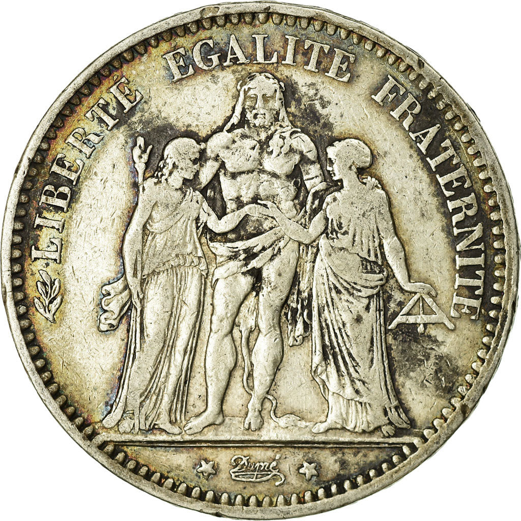 Moneta, Francia, Hercule, 5 Francs, 1877, Paris, MB+, Argento, KM:820.1