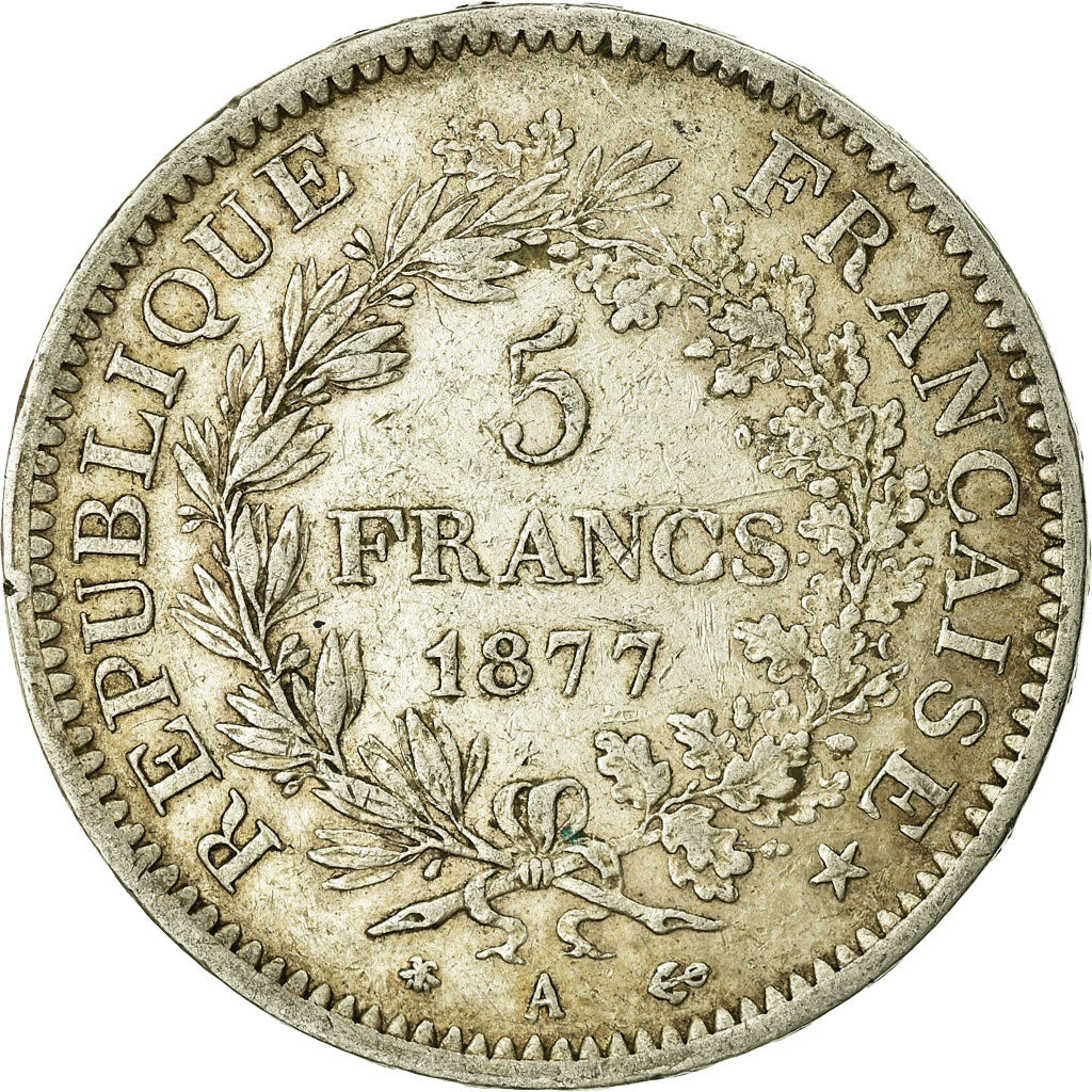 Coin, France, Hercule, 5 Francs, 1877, Paris, VF(20-25), Silver, KM:820.1