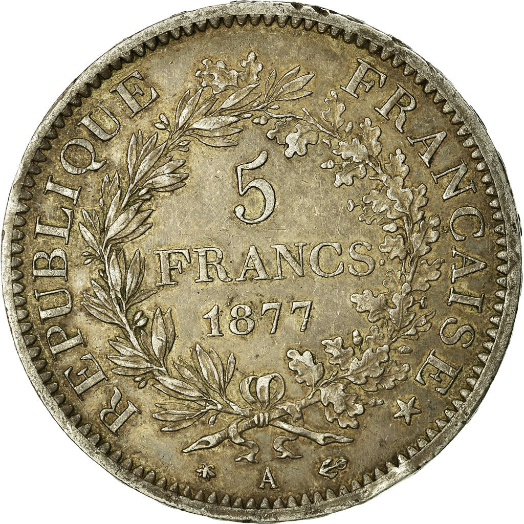 Coin, France, Hercule, 5 Francs, 1877, Paris, VF(20-25), Silver, KM:820.1
