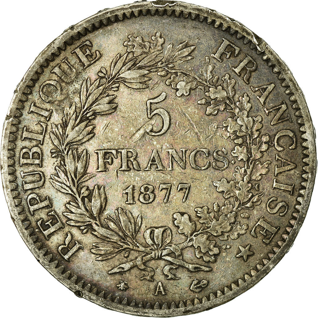 Coin, France, Hercule, 5 Francs, 1877, Paris, VF(20-25), Silver, KM:820.1